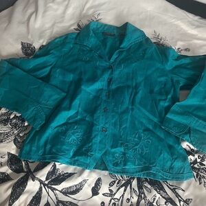 100% linen peasant top